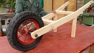 Woodworking Project Combined With Old Moto Wheel  How To Make The Easiest wheelbarrow  DIY [upl. by Yenohtna]