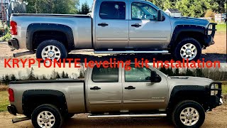 KRYPTONITE leveling kit and lower ball joint installation on my 2013 Silverado 3500HD [upl. by Cooperman245]