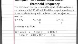 CHEMISTRY 101 Photoelectric Effect Threshold Frequency [upl. by Yeuh]