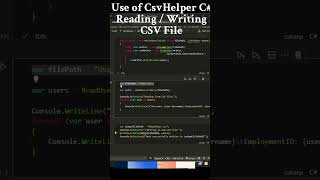 C  Net Tips CsvHelper Read amp Write CSV file in C shorts csharp dotnet codingtips coding [upl. by Eniortna]