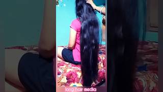 gorgeous black and shining long hair bun opening and long hair play [upl. by Greggory]