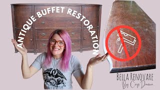 Antique Buffet Restoration  Furniture Repair  Furniture Restoration W Bella Renovare [upl. by Lemal833]