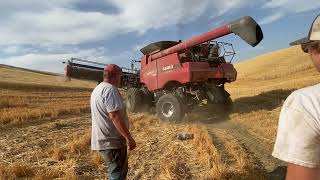 Combine fire stopped in the field [upl. by Ainecey]