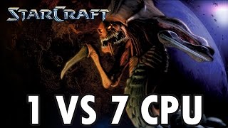 StarCraft Brood War  Zerg vs 7 Random Computer  Map Big Game Hunters Walkthrough [upl. by Darryn]