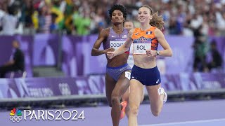 Femke Bol Team USAs Anna Cockrell lead the way in third womens 400m hurdles semi  Paris Olympics [upl. by Salba]