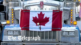 ‘Freedom convoy’ protests spread around the world as Justin Trudeau invokes emergency powers [upl. by Kirstin]