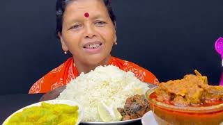 BIGBITESEATING RICE WITH SPICY MUTTON CURRY WITH JHINGE ALU POSTO AND SHAK VAJA।। [upl. by Yrokcaz129]