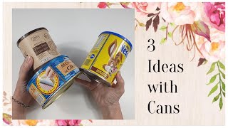 DIY  3 EASY IDEAS of Creative RECYCLINGCraftsCansTinsdecoupage [upl. by Atirac]