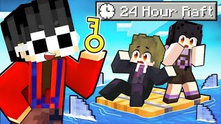 Locking Friends On RAFT For 24 HOURS in Minecraft [upl. by Hortensa]