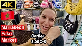 Marrakech Fake Market 4K 60fps  Morocco 🇲🇦 September 2024 [upl. by Stalk]