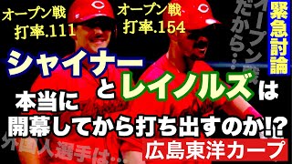 【広島東洋カープ】両外国人選手がオープン戦で１割台でした 見切るべきか、開幕から打つと信じるべきか 緊急討論、スタートです【ジェイク・シャイナー】【マット・レイノルズ】【新井貴浩】【カープ】 [upl. by Kane]