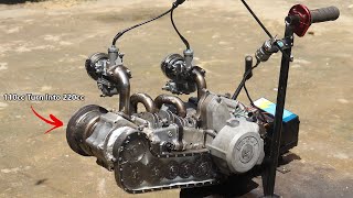 Turn Motorcycle Engine Into 2 Stroke Opposed piston engine Part 2 [upl. by Armahs]