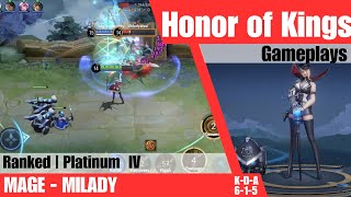 Honor of Kings  Milady  S6 Platinum IV  6 Kills 5 Assist [upl. by Oibaf]