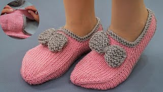 Knitted slippers “Moccasins” without seams  even a beginner can handle it [upl. by Ressler]