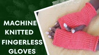 How to knit fingerless gloves on a knitting machine Beginner easy tutorial [upl. by Let]