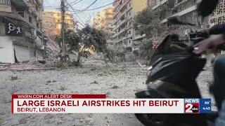 Large Israeli airstrikes hit Beirut [upl. by Laney]