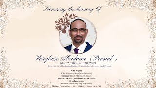 Funeral Service  Mr Varghese Abraham Prasad [upl. by Akimat]