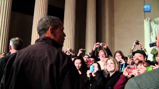 Obama Surprises Tourists At Lincoln Memorial [upl. by Francklyn]