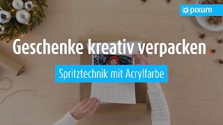 Geschenkpapier kreativ verzieren  Spritztechnik mit Acrylfarbe [upl. by Eitsim]