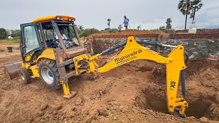 Mahindra Backhoe Loader Machine Dig Septic Tank and Mud Shifting to Fill New Home Foundation  JCB [upl. by Tristis]