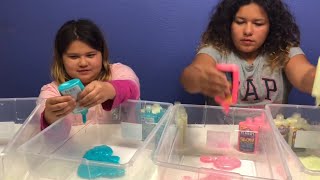 NEW ELMER’S GLOW IN THE DARK GLUE  MAKING FOUR GIANT SLIMES [upl. by Ritch]