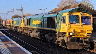 Class 66 Freightliner 66591  66538  59206 Pass Through Thatcham Station [upl. by Liuqa]