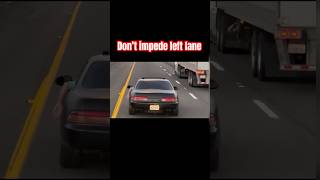 Vehicle blocks semitruck from passing while impeding the left lane [upl. by Elsa739]