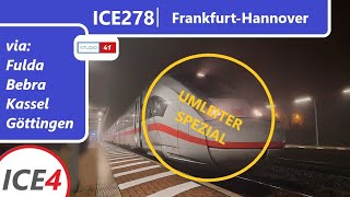 FührerstandsmitfahrtCabride FrankfurtMainHannover ICE278 ICE4 II BR412 [upl. by Yasnyl797]