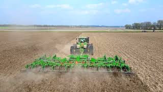 John Deere 9510R Cultivating [upl. by Enetsuj43]