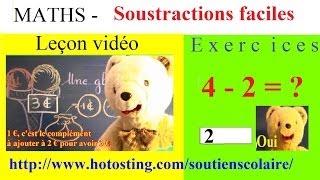 Soutien scolaire maternelle maths en ligne  Soustractions faciles [upl. by Flower]