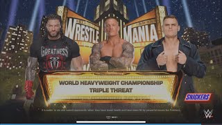 WWE 2K24 Roman Reigns vs Randy Orton vs Gunther WWE World Heavyweight Championship match [upl. by Aihcropal]