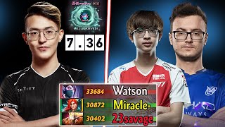 Miracle FIRST GAME in 736 PATCH against RANK1 WATSON [upl. by Eelloh]