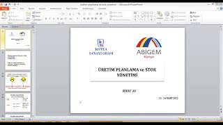 ÜRETİM PLANLAMA VE STOK YÖNETİMİ EĞİTİMİ 1 OTURUM [upl. by Nosnah]