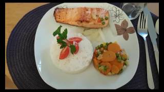 recette au poisson et salade de mangue وجبة غداء آو عشاء مع سلطة المانجوصحية 100\u00100 [upl. by Thursby597]