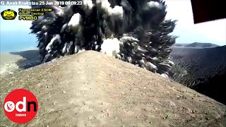 Camera captures dramatic closeup as Krakatoa erupts [upl. by Bernardina726]