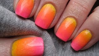 Sunset neon ombre nails  tutorial  Neonowe ombre  Basevehei [upl. by Boru]