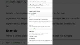 Lambda Functions  100 Days of Python Programming  Day23 shorts pythonchallenge [upl. by Aivitnahs85]