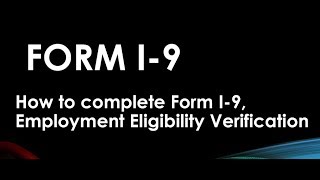 FORM I9 EMPLOYMENT ELIGIBILITY FORM [upl. by Earb]