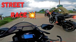 NS 200 vs R15 V4 vs NS 200 💥  STREET RACE  JANAKPURS RACE TRACK ⚡ [upl. by Naginarb]