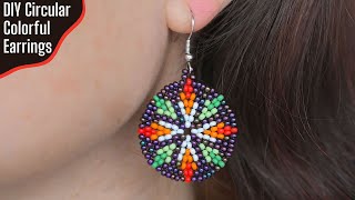 NEW Circular Spring Beaded Earrings  Tutorial [upl. by Adnak]