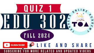 EDU406 Quiz No 1 Fall 2024 Live Attempt by Tanveer Online Academy  EDU406 Quiz 1 Fall 2024 [upl. by Aracal854]