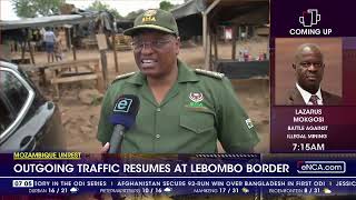 Mozambique Unrest  Outgoing traffic resumes at Lebombo Border [upl. by Housen711]