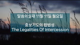 중보기도의 합법성 말씀의실재 11월 11일 월요일 3회반복 [upl. by Bolme819]