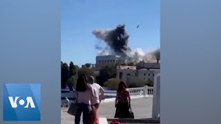 Missile Strikes Russian Naval Headquarters in Crimea  VOA News [upl. by Neroc]