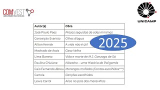 Lista de livros da Unicamp 2025 [upl. by Nairam]