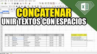 COMO UNIR TEXTOS CON ESPACIOS DE CELDAS  COMO CONCATENAR TEXTOS EN EXCEL 2022 [upl. by Laud]