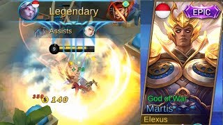 Martis Epic Skin God Of War Best Skin Full Legendary Gameplay  Mobile Legends [upl. by Nylra]