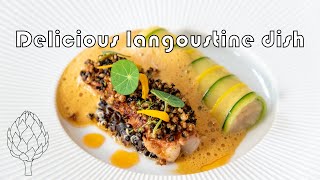 Langoustine with a courgette roll and quinoa amp lime salad [upl. by Halimeda]