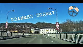 Kjører i DRAMMEN  fra STRØMSØDANVIK til KROKSTADELVA drammen norge driving [upl. by Stryker66]