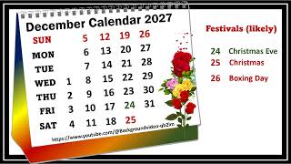 December Calendar 2027 decembercalender2027 [upl. by Rebane]